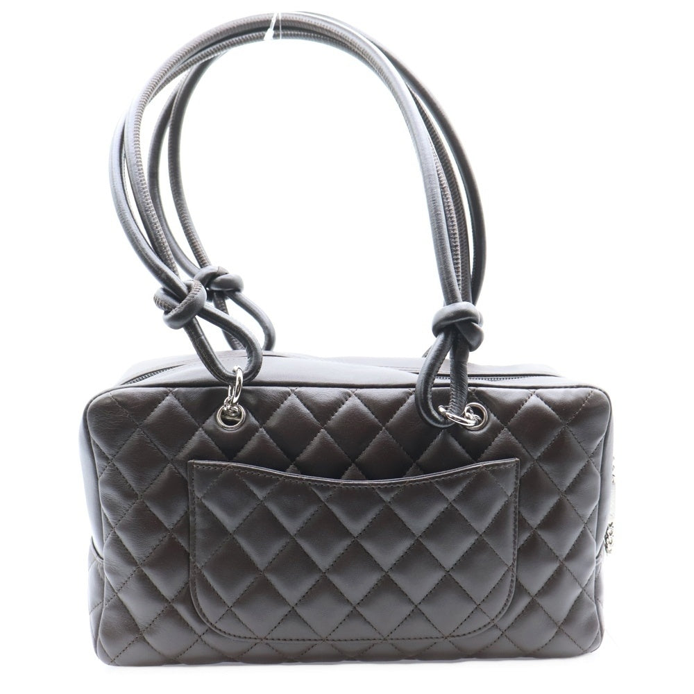 CHANEL(シャネル) カンボンライン ボーリングバッグ ブラウン ラムスキン シルバー金具