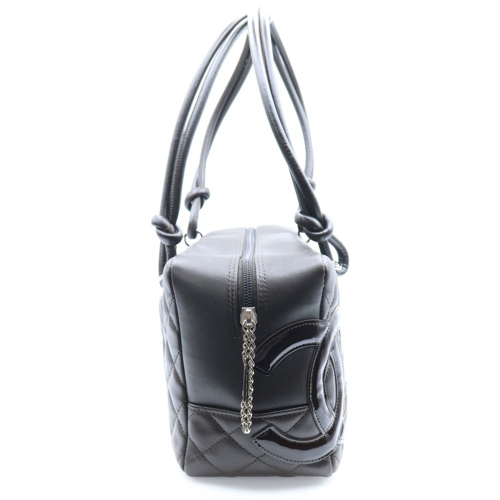 CHANEL(シャネル) カンボンライン ボーリングバッグ ブラウン ラムスキン シルバー金具