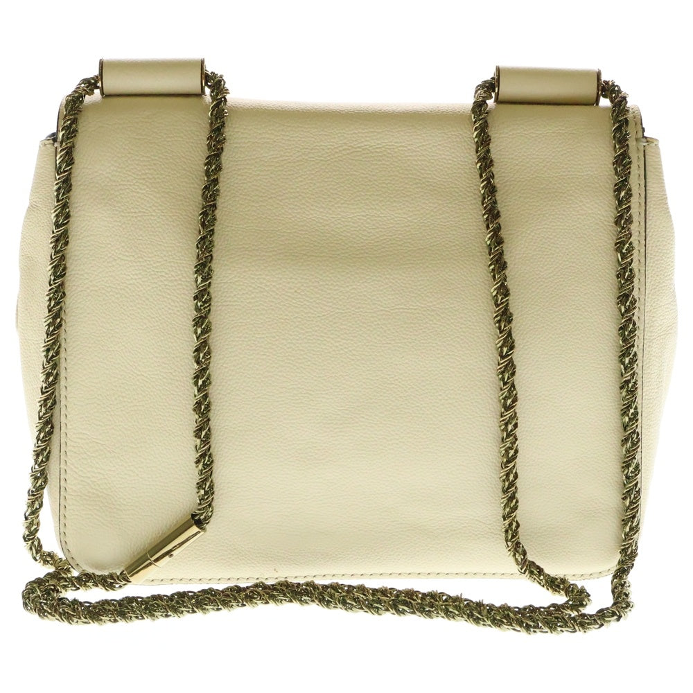 Chloe(クロエ) エルシー ターンロック レザー ダブルチェーン ハンド ショルダーバッグ ゴールド金具 ベージュ