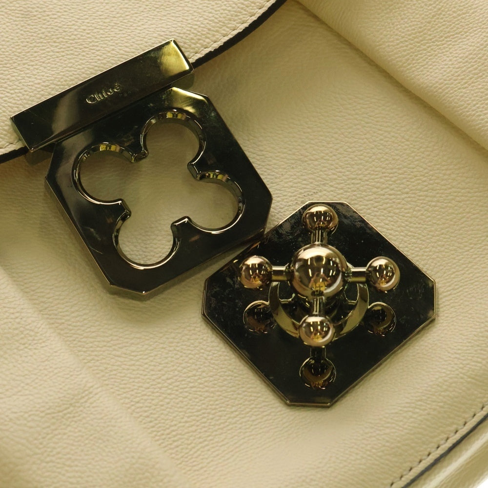 Chloe(クロエ) エルシー ターンロック レザー ダブルチェーン ハンド ショルダーバッグ ゴールド金具 ベージュ