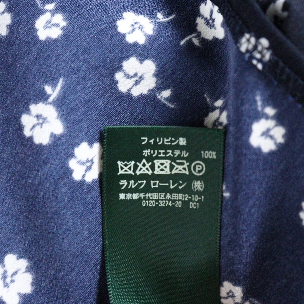 LAUREN RALPH LAUREN(ローレンラルフローレン) ノースリーブフラワーワンピース 花柄 ネイビー