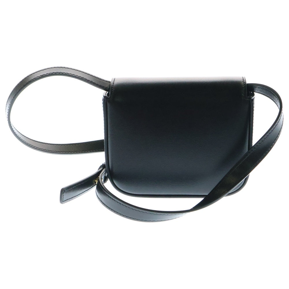 CELINE(セリーヌ) ミニクロード トリオンフ ロゴプレート レザー ショルダーバッグ ポシェット ゴールド金具 ブラック