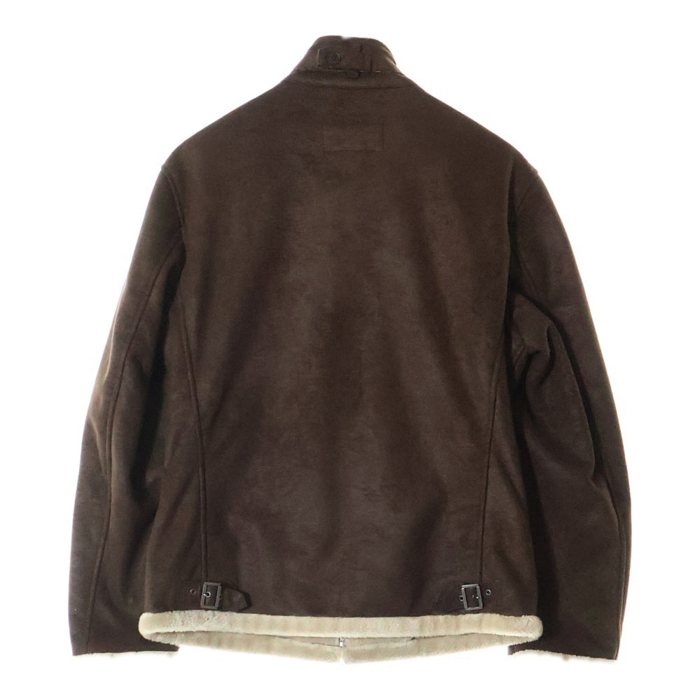 BURBERRY BLACK LABEL(バーバリー ブラックレーベル) スウェードレザー ボアライニング ムートン ジップアップジャケット ブラウン