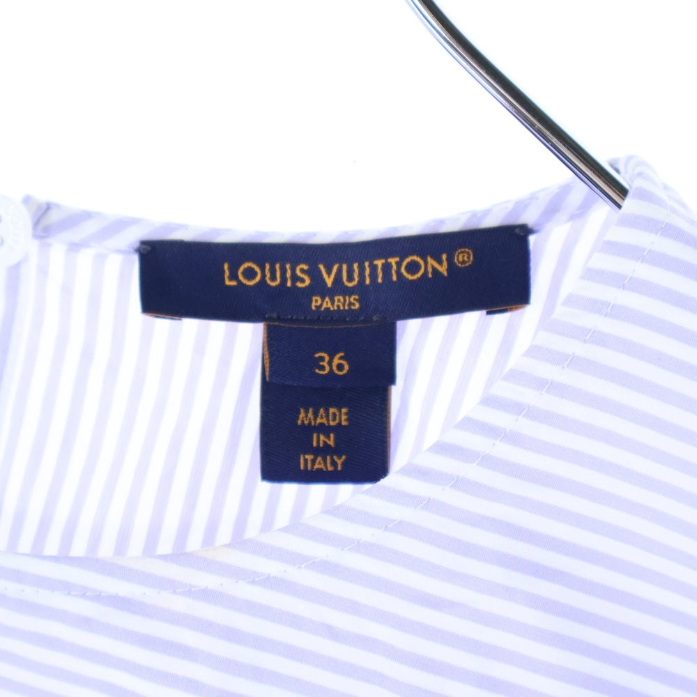 LOUIS VUITTON(ルイヴィトン) 25AW ストライプ総柄 LV モノグラムロゴ ゴールドボタン クルーネック ロングスリーブ 長袖シャツ ミディアムワンピース レディース RW252WW WRW FTDS46