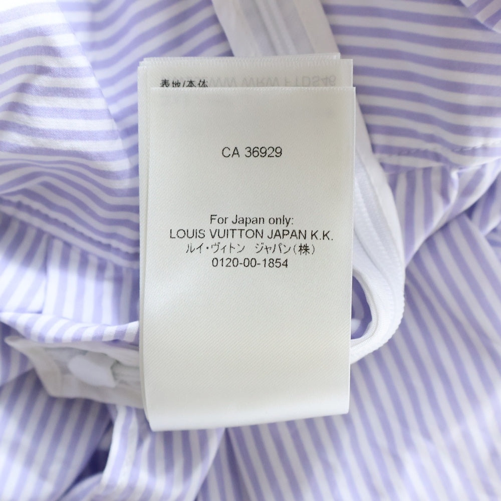 LOUIS VUITTON(ルイヴィトン) 25AW ストライプ総柄 LV モノグラムロゴ ゴールドボタン クルーネック ロングスリーブ 長袖シャツ ミディアムワンピース レディース RW252WW WRW FTDS46