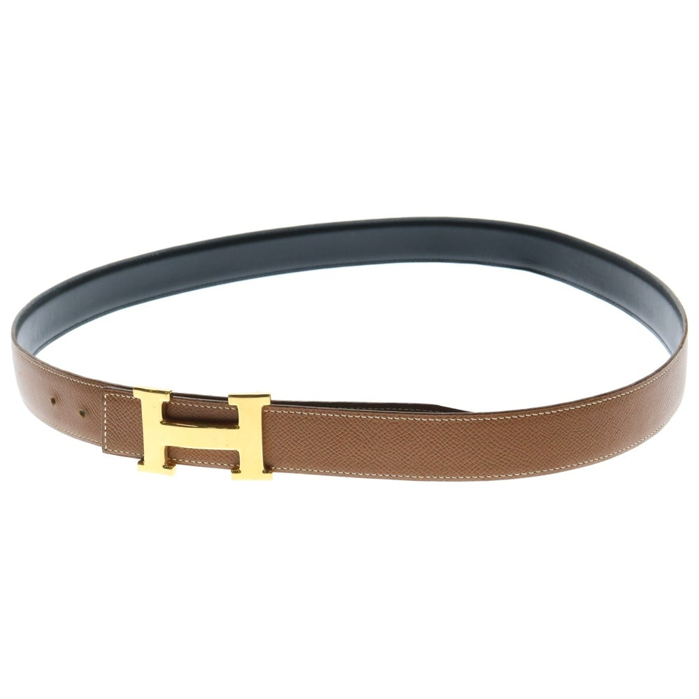 HERMES(エルメス) コンスタンスベルト Hバックル リバーシブル ボックスカーフ GD金具 ブラック/ブラウン 〇V刻印