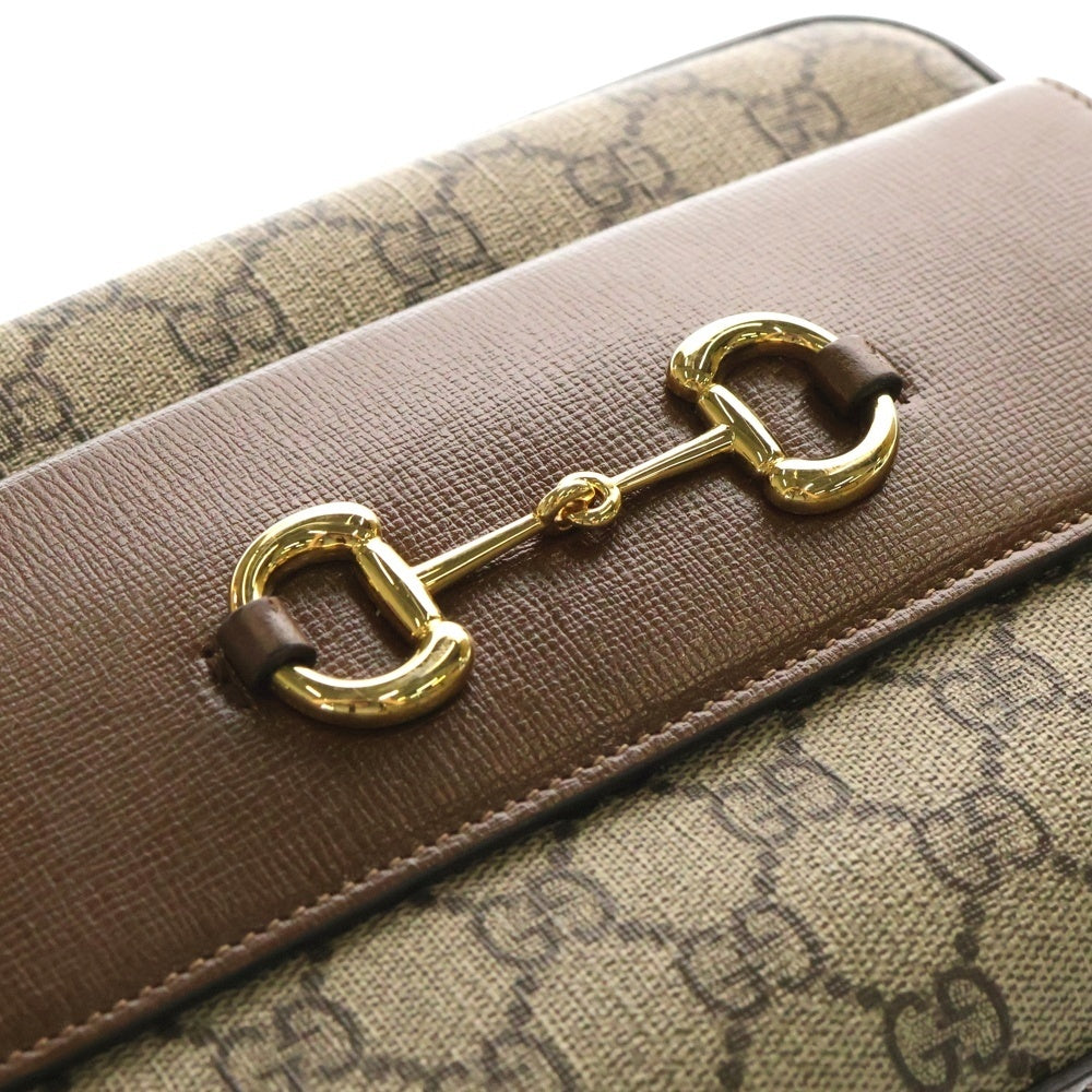 GUCCI(グッチ) ホースビット1955 GGスプリーム レザーショルダーバッグ ブラウン レディース 645454