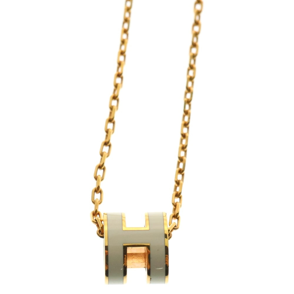 HERMES(エルメス) ポップアッシュミニ ネックレス ペンダント チェーン GP ホワイト ピンクゴールド