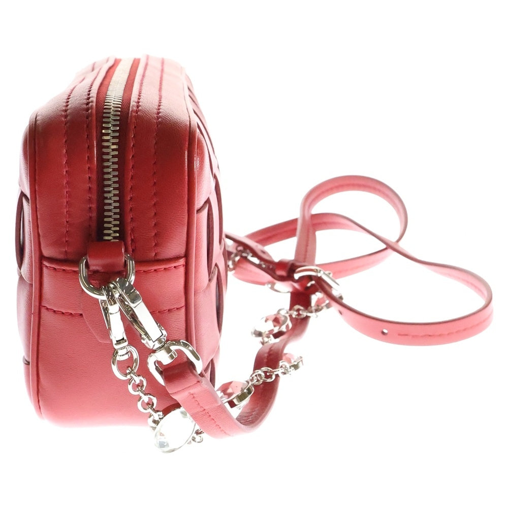 miumiu(ミュウミュウ) ナッパクリスタル ロゴ レザーチェーンショルダーバッグ レッド レディース 5BH184