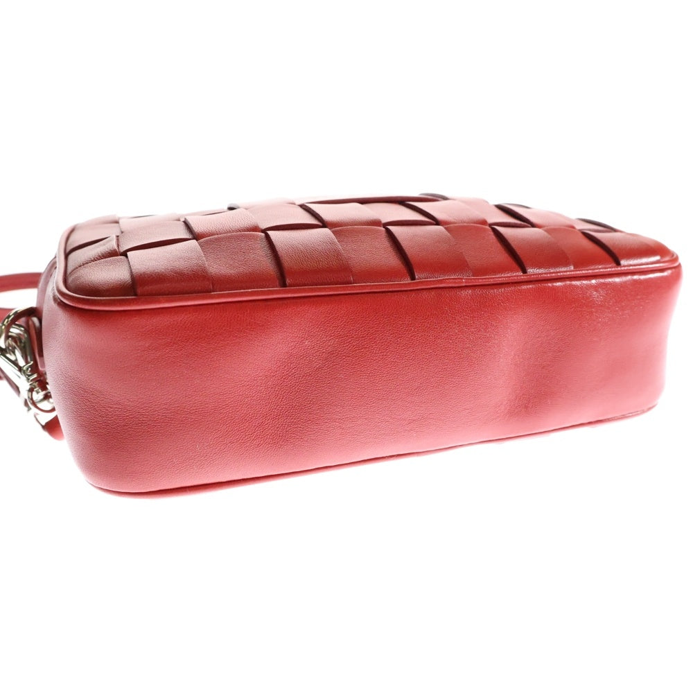 miumiu(ミュウミュウ) ナッパクリスタル ロゴ レザーチェーンショルダーバッグ レッド レディース 5BH184