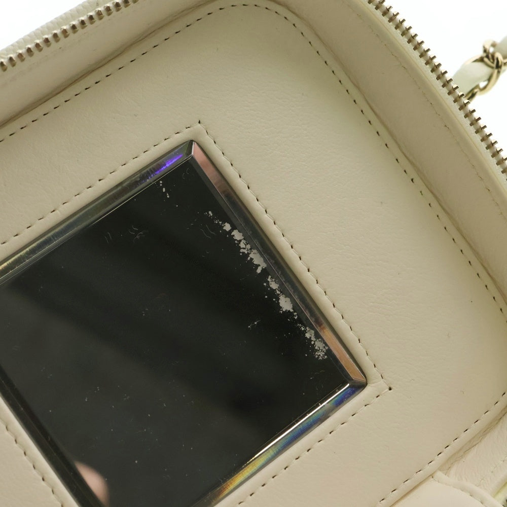 CHANEL(シャネル) ココマーク マトラッセ トップハンドル キャビアスキン レザーチェーンショルダーバッグ バニティバッグ ホワイト レディース AS3171