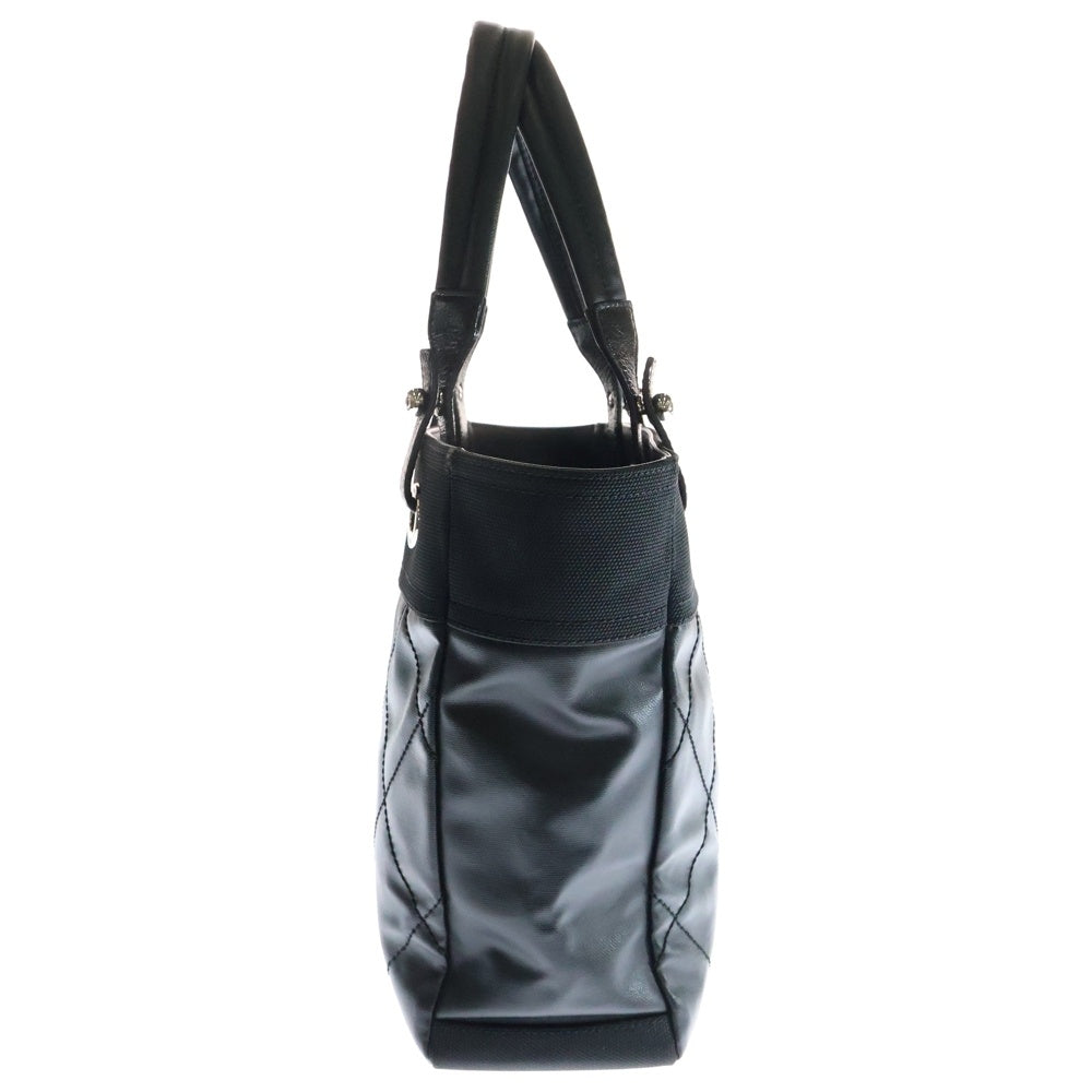 CHANEL(シャネル) ココマーク パリビアリッツPM カーフスキン キャンバス切替レザーハンドバッグ ブラック レディース