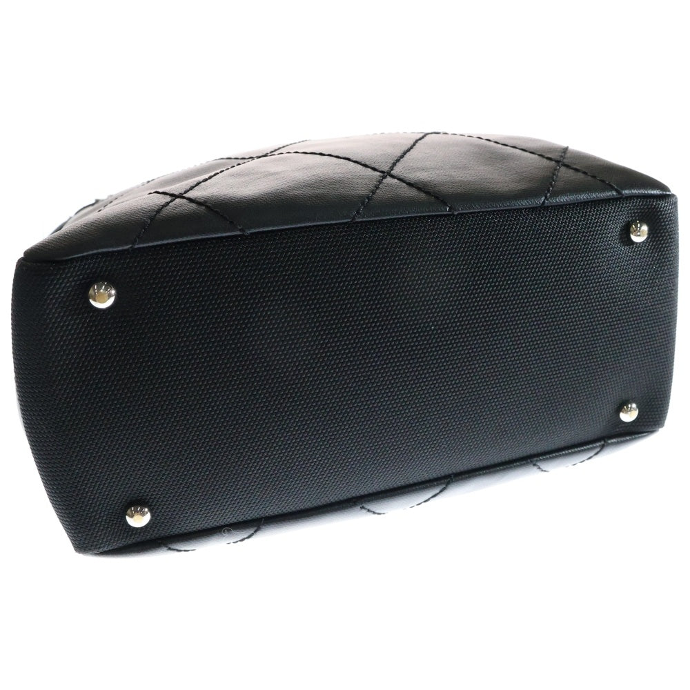 CHANEL(シャネル) ココマーク パリビアリッツPM カーフスキン キャンバス切替レザーハンドバッグ ブラック レディース