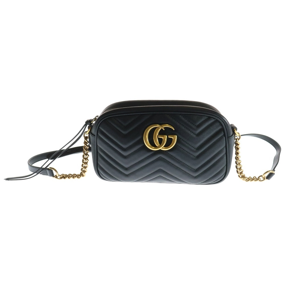 GUCCI(グッチ) GGマーモント キルティングスモールショルダーバッグ ミニバッグ ブラック ゴールド金具 447632
