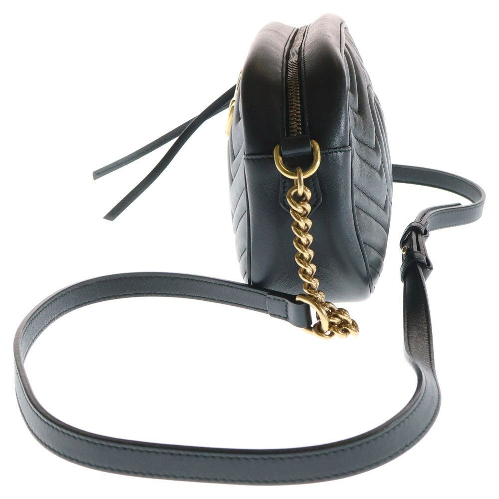 GUCCI(グッチ) GGマーモント キルティングスモールショルダーバッグ ミニバッグ ブラック ゴールド金具 447632