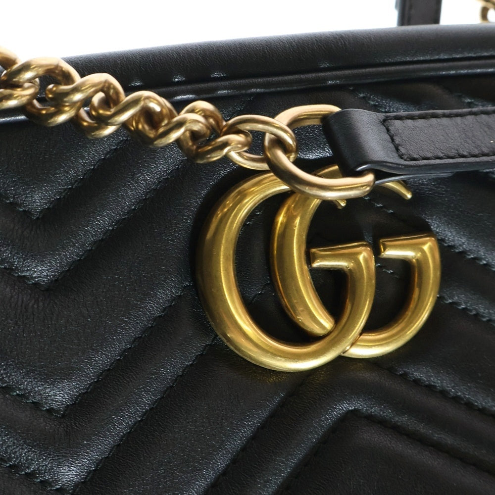 GUCCI(グッチ) GGマーモント キルティングスモールショルダーバッグ ミニバッグ ブラック ゴールド金具 447632