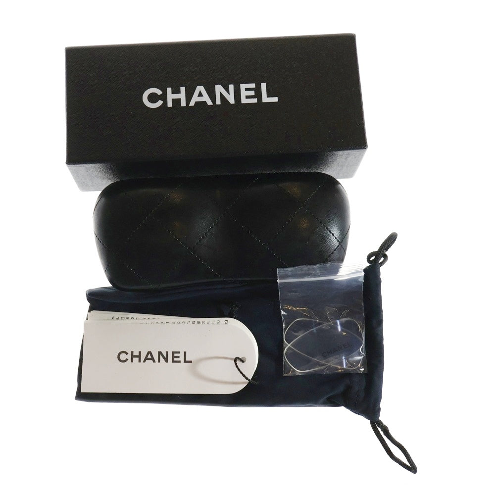 CHANEL(シャネル) ココマーク カメリア リボン スクエアフレーム クリアレンズ メガネ 眼鏡 アイウェア ブラック/ピンク レディース 3145