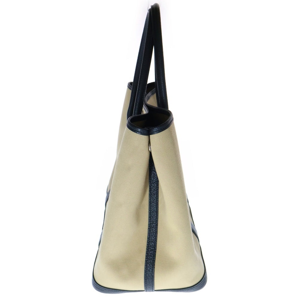 HERMES(エルメス) ガーデンパーティPM トワルオフィシェ ネゴンダ レザー切替キャンバスハンドバッグ ベージュ/ブラック レディース A刻印