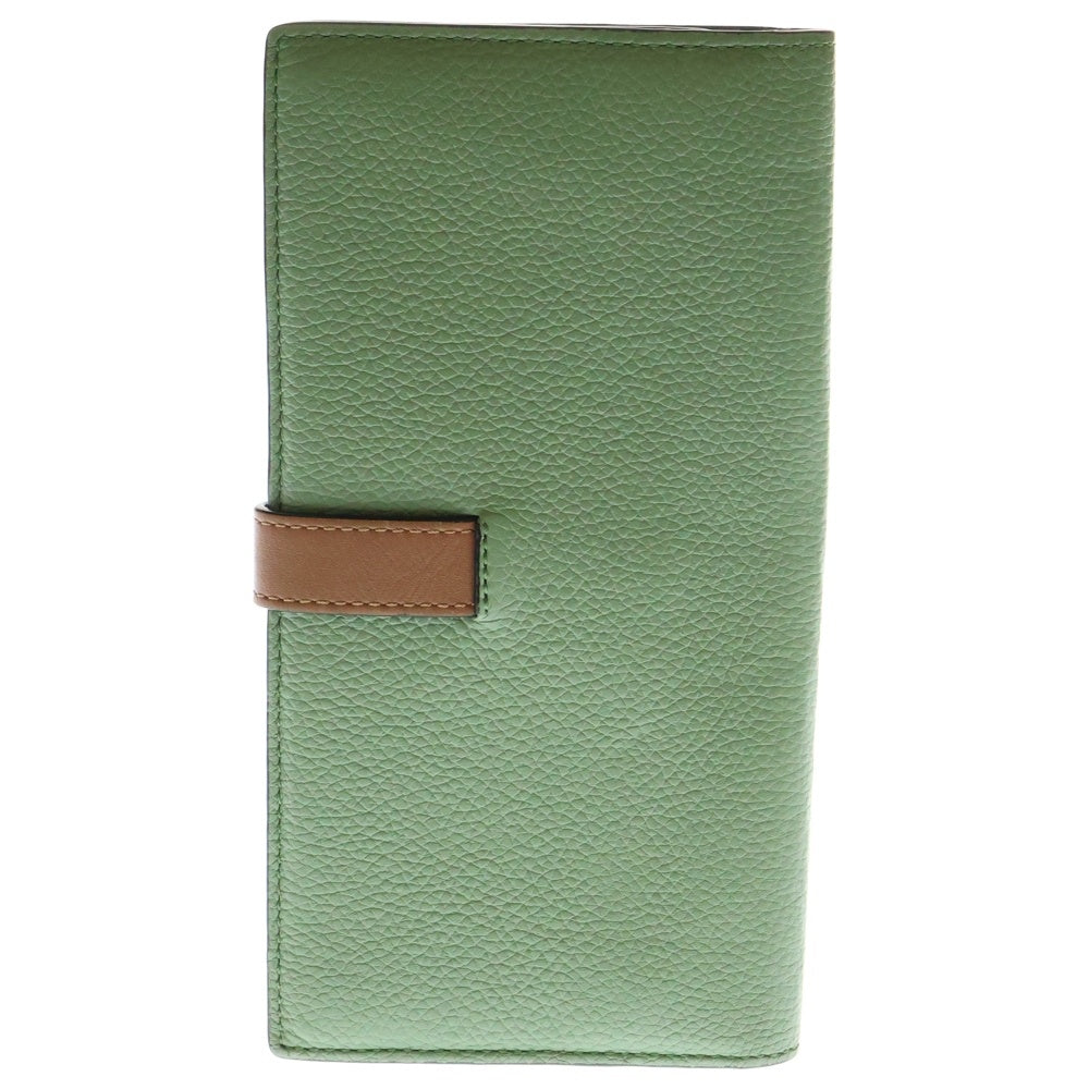 LOEWE(ロエベ) バーティカルウォレット ロングウォレット 長財布 ライトグリーン×ブラウン シルバー金具 レザー
