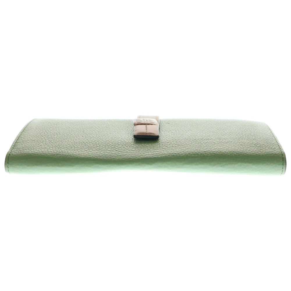 LOEWE(ロエベ) バーティカルウォレット ロングウォレット 長財布 ライトグリーン×ブラウン シルバー金具 レザー