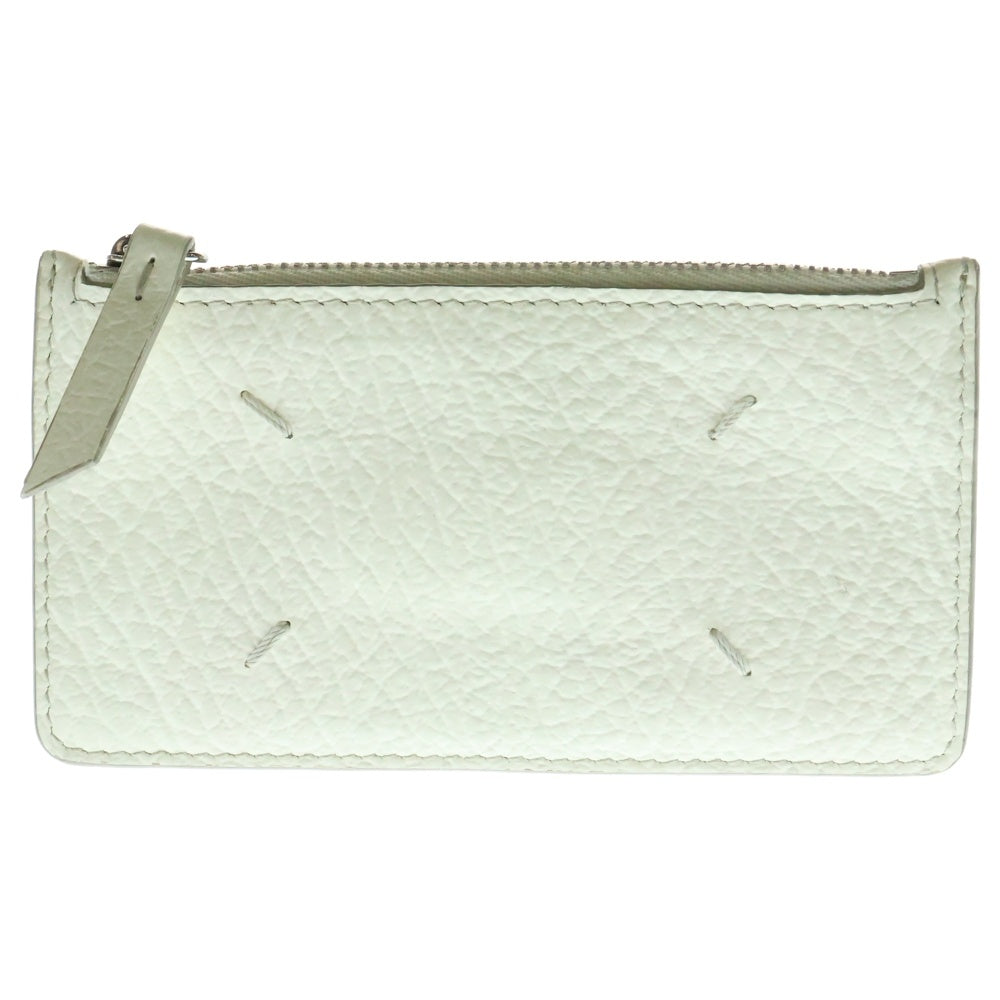 Maison Margiela(メゾンマルジェラ) カードケース フラグメントケース 名刺入れ 小物入れ ホワイト シルバー金具 レザー