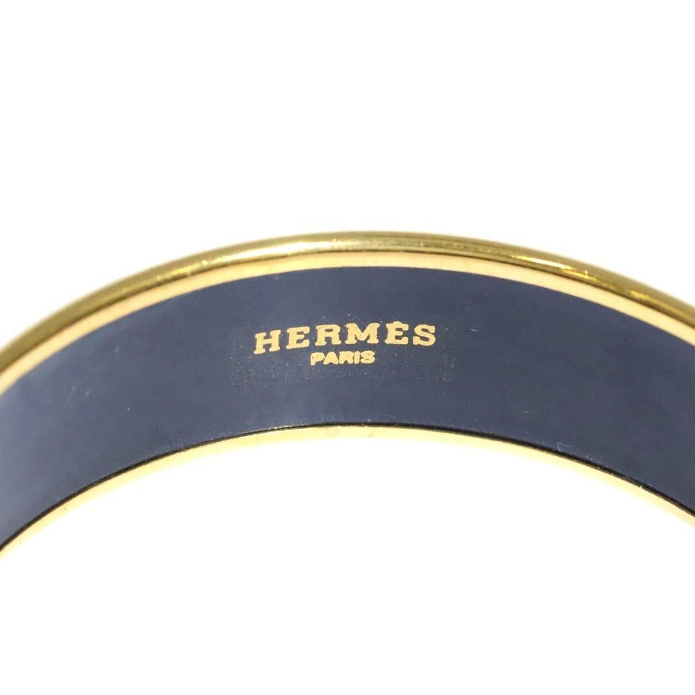 HERMES(エルメス) エマイユGM 貝殻モチーフ バングル ブレスレット ブルー×ゴールド