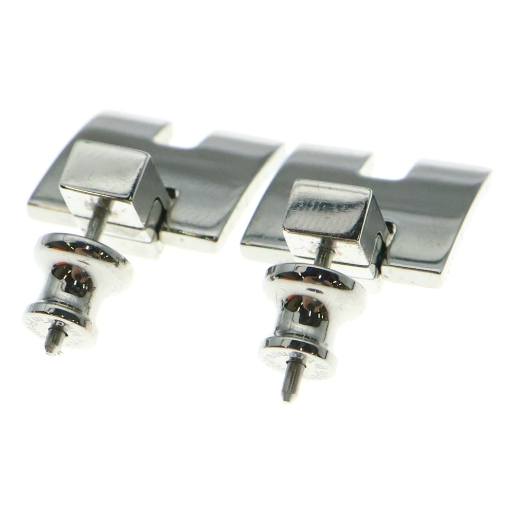 HERMES(エルメス) アイリーン Hロゴプレート ピアス シルバー/ボルドー