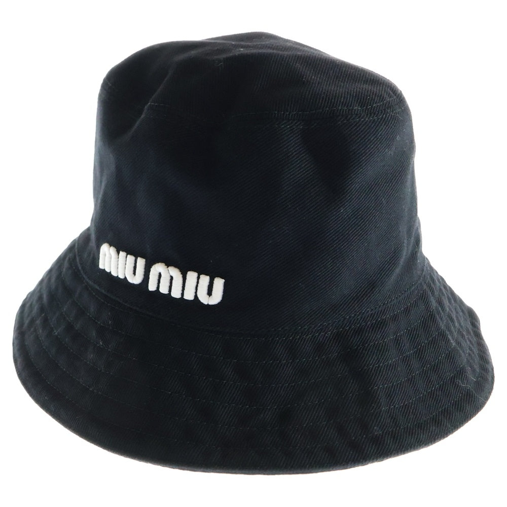 miumiu(ミュウミュウ) ロゴ キャンバス バケットハット ブラック 5HC196