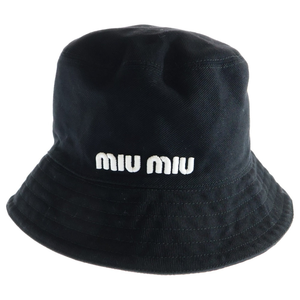 miumiu(ミュウミュウ) ロゴ キャンバス バケットハット ブラック 5HC196