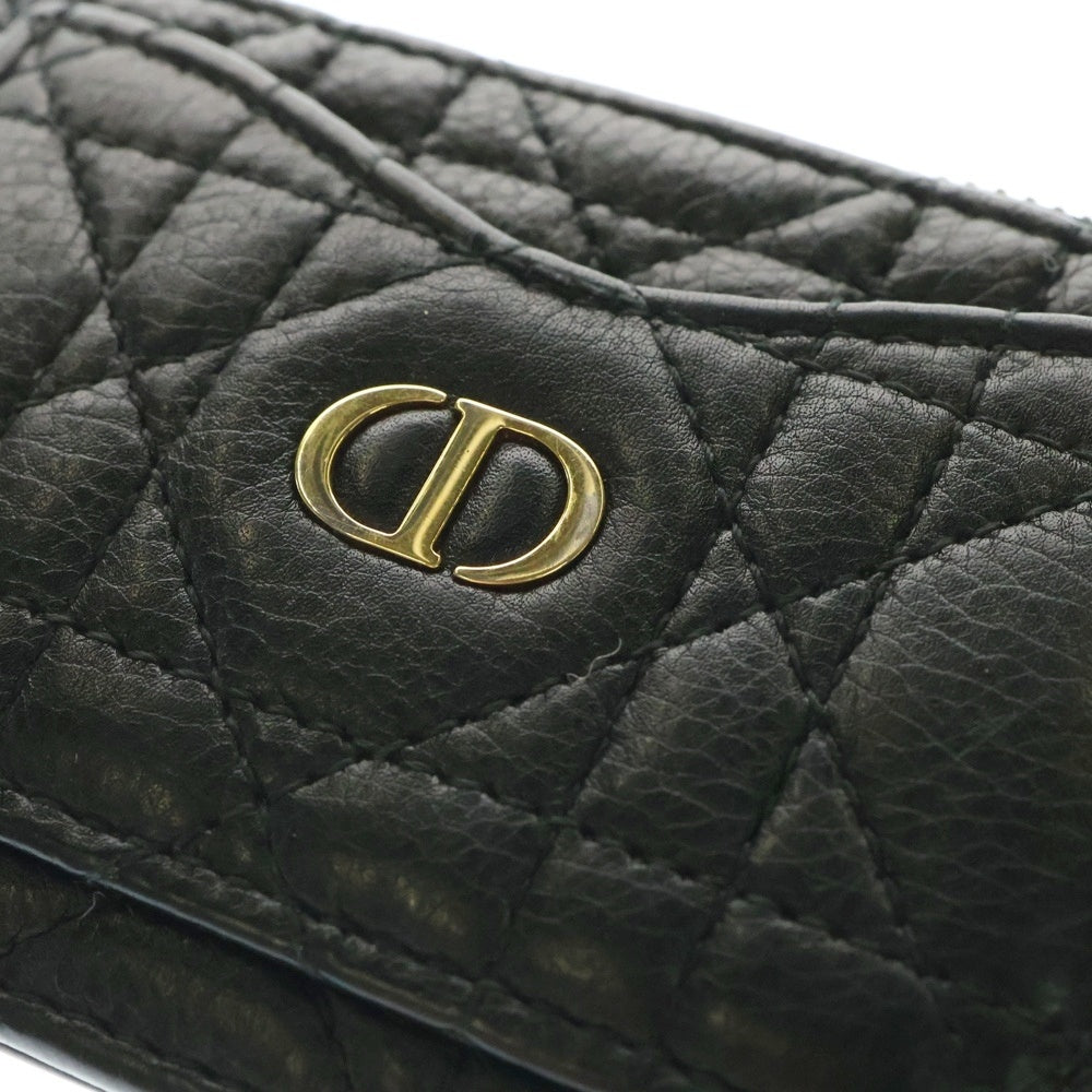 Christian Dior(クリスチャンディオール) ディオールカロ ジップカードホルダー フラグメントケース 名刺入れ 小物入れ ブラック ゴールド金具 レザー