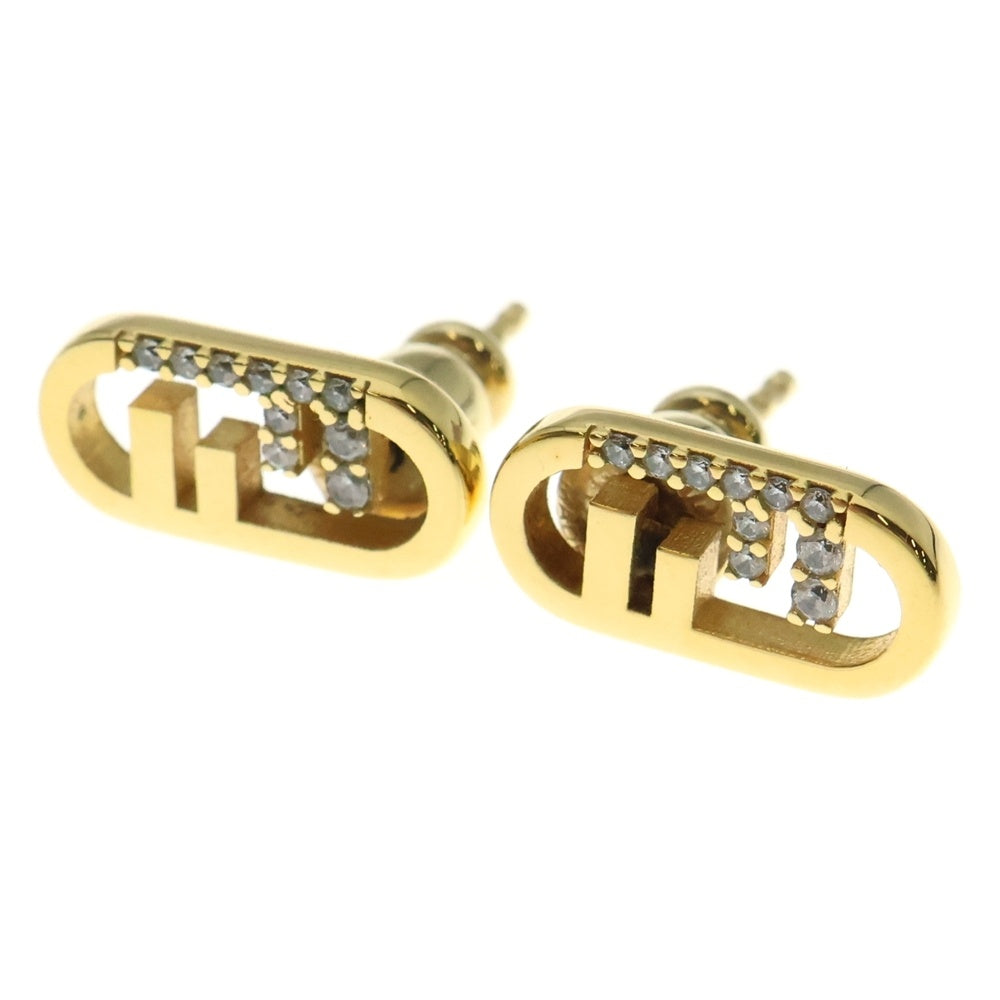 FENDI(フェンディ) オーロック ラインストーン ピアス ゴールド GP FFロゴ