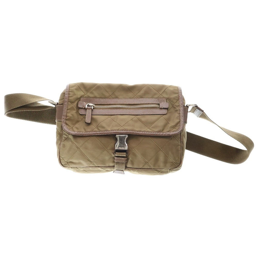 PRADA(プラダ) メッセンジャーバッグ ショルダーバッグ シルバー金具 ナイロン カーキ