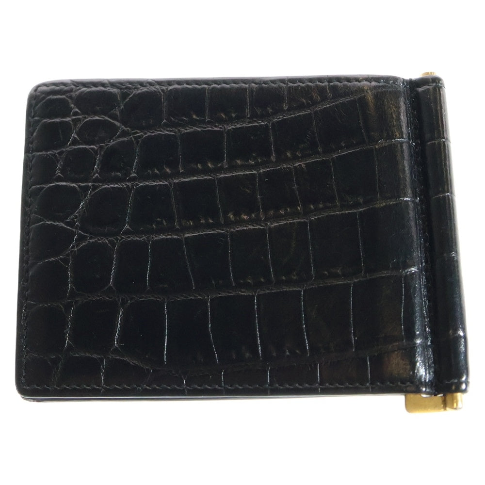 SAINT LAURENT PARIS(サンローランパリ) 二つ折り財布 マネークリップ ブラック レザー 財布 コンパクトウォレット