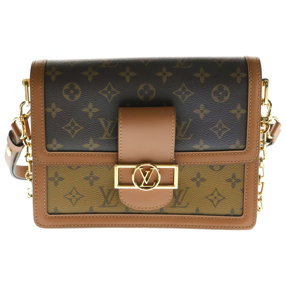 LOUIS VUITTON(ルイヴィトン) ドーフィーヌMM モノグラムリバース PVC レザー チェーン ショルダーバッグ ゴールド金具 ブラウン M44391