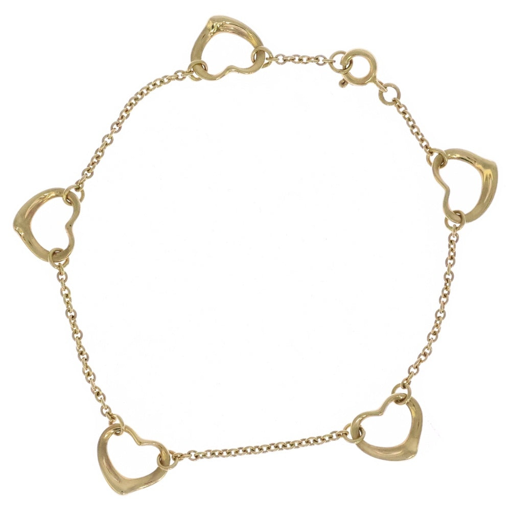 TIFFANY&Co(ティファニー) オープンハート 5P チェーン ブレスレット K18YG イエローゴールド