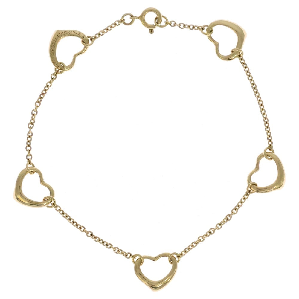 TIFFANY&Co(ティファニー) オープンハート 5P チェーン ブレスレット K18YG イエローゴールド