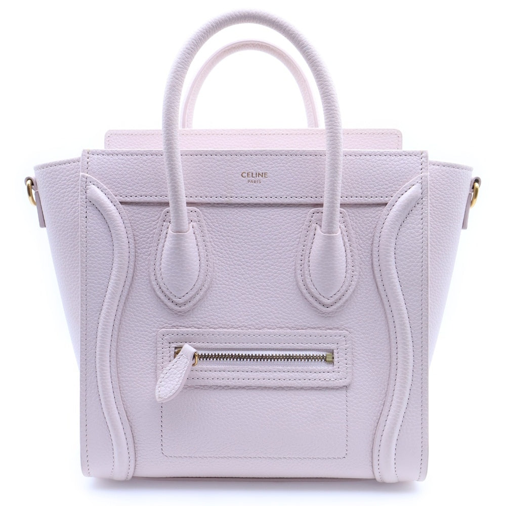 CELINE(セリーヌ) ラゲージ ナノ ショッパー レザー 2WAY ハンド ショルダーバッグ ゴールド金具 ペールピンク 189243DRU