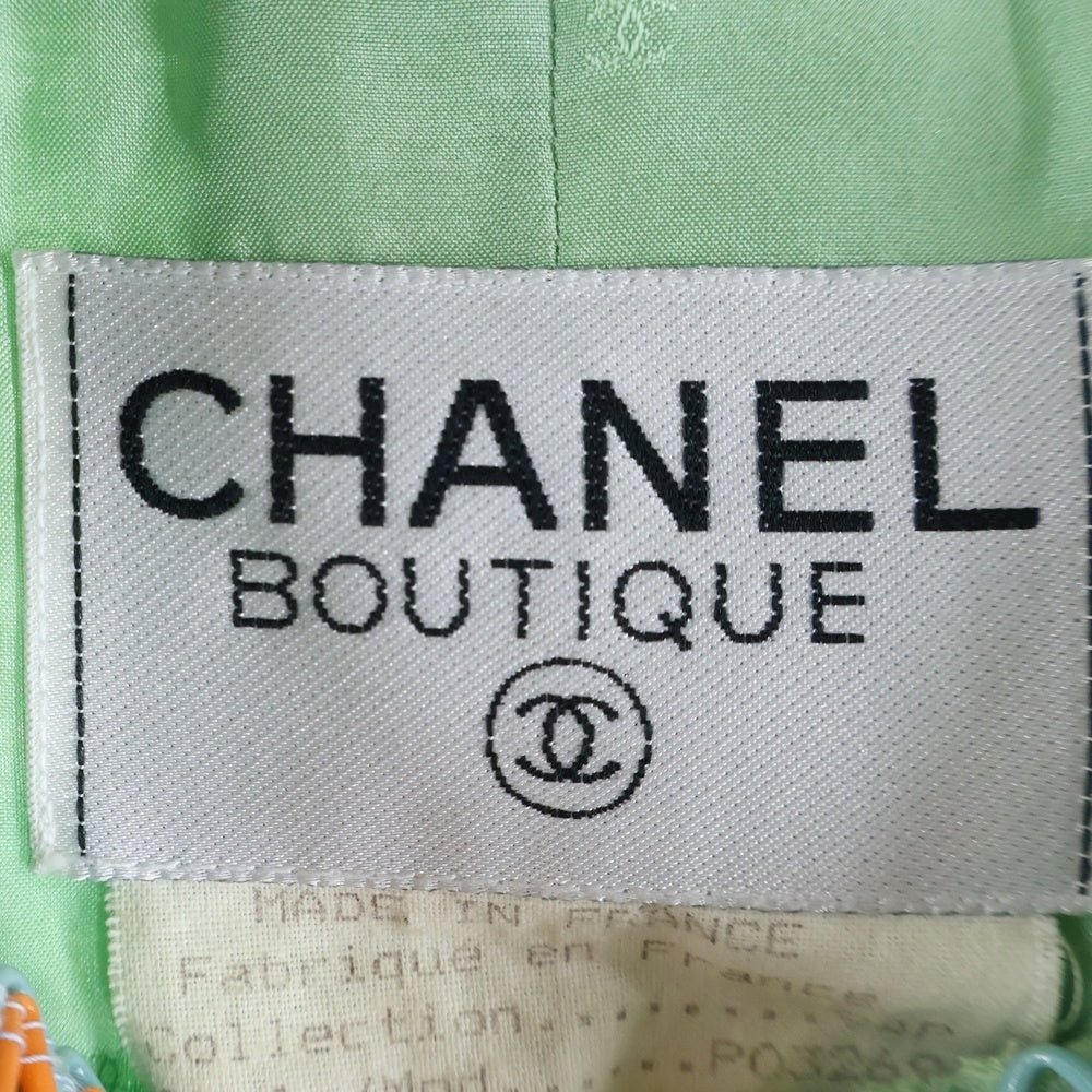 CHANEL(シャネル) 94P スプリングコレクション セットアップ ココマークボタン コード刺繍 ウール ツイード ノーカラージャケット タイトミニスカート P03269