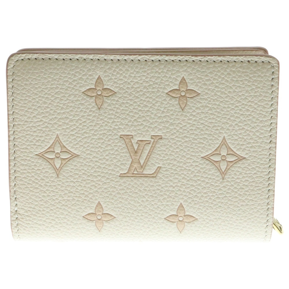LOUIS VUITTON(ルイヴィトン) モノグラム ポルトフォイユ・クレア ホワイト バイカラー・エデン コンパクトウォレット 二つ折り財布 コインケース ピンク レザー ゴールド金具 M22399