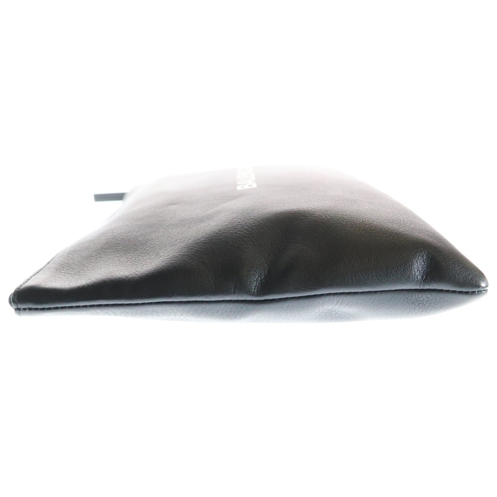 BALENCIAGA(バレンシアガ) ロゴ クラッチバッグ セカンドバッグ ブラック シルバー金具 レザー 492467