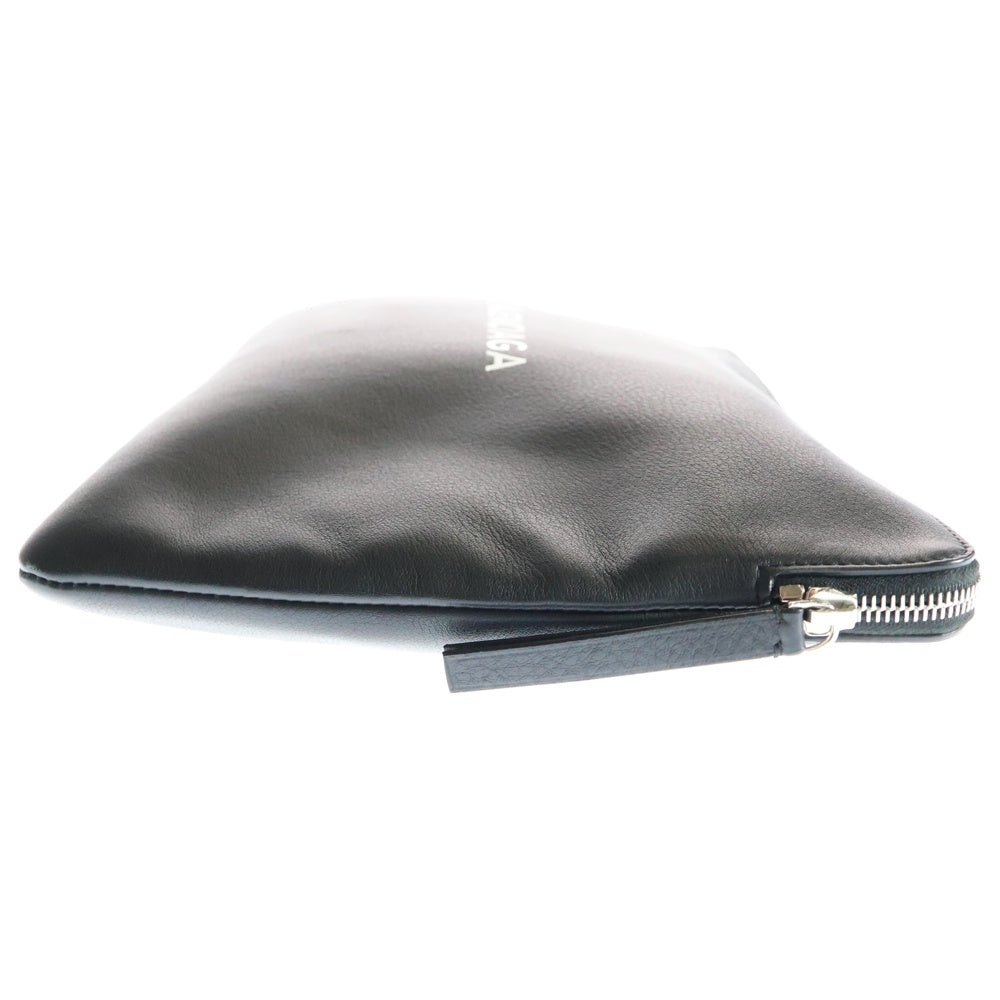 BALENCIAGA(バレンシアガ) ロゴ クラッチバッグ セカンドバッグ ブラック シルバー金具 レザー 492467