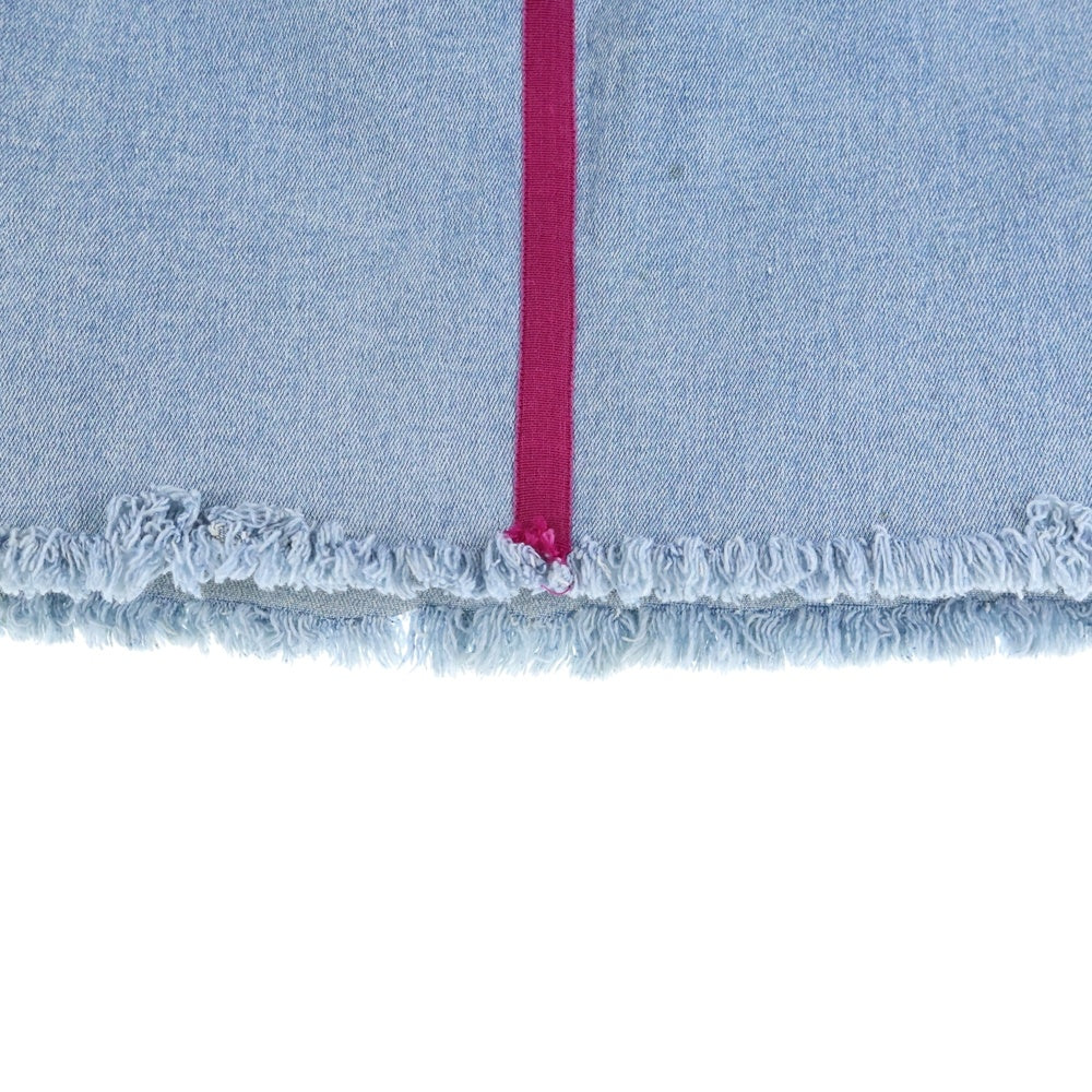 CHANEL(シャネル) バックジップ デニムカットオフスカート ブルー×ピンク