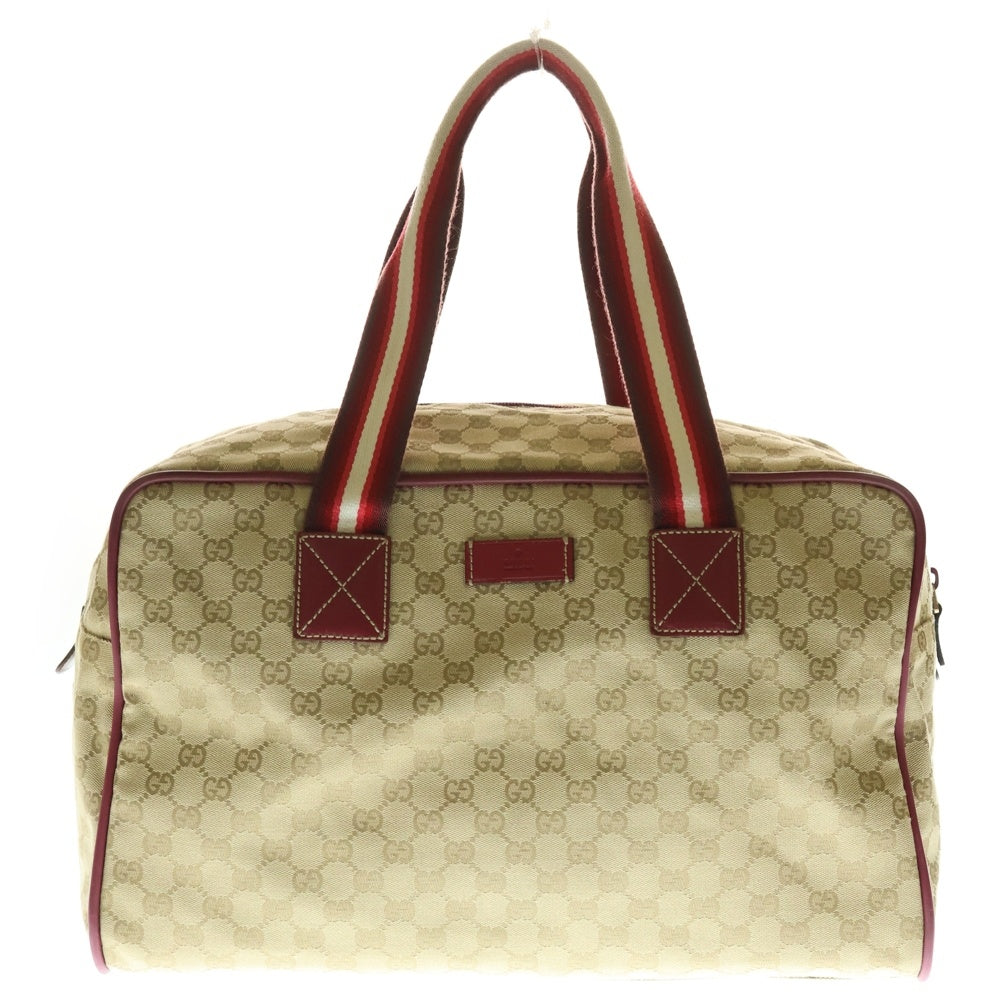 GUCCI(グッチ) GGキャンバス ボストンバッグ ハンドバッグ キャンバス×レザー ベージュ×レッド 153240
