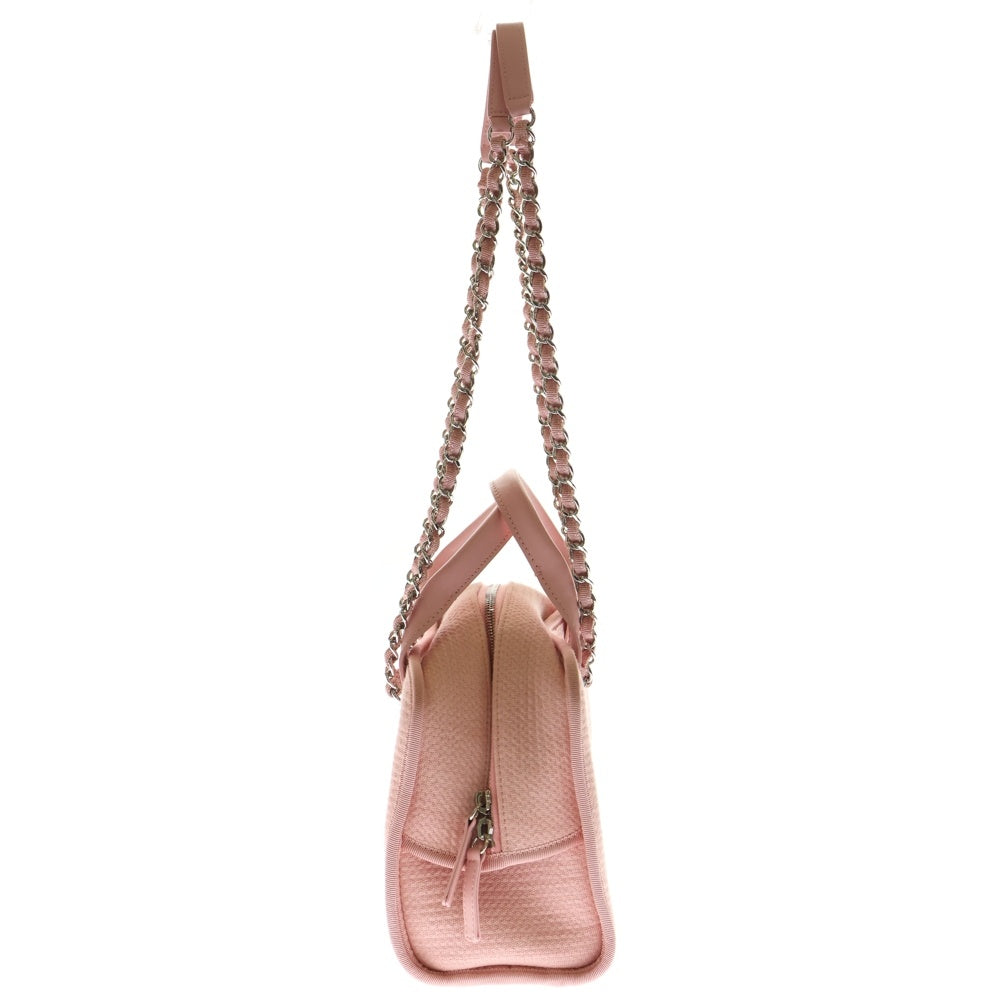 CHANEL(シャネル) ココマーク ドーヴィルライン ボーリング 2WAY レザー切替キャンバスハンドバッグ チェーンショルダーバッグ ピンク レディース A92750