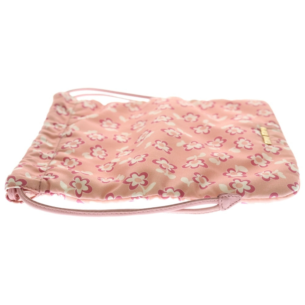 miumiu(ミュウミュウ) 巾着ポーチ ハンドバッグ ミニバッグ 花柄 フラワーモチーフ ピンク ナイロン