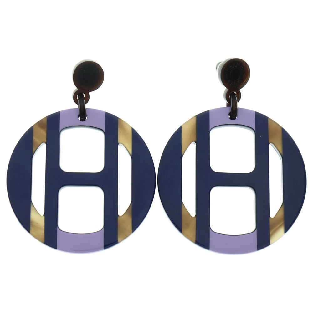 HERMES(エルメス) Hエキップ ピアス バッファローホーン リラ メタル