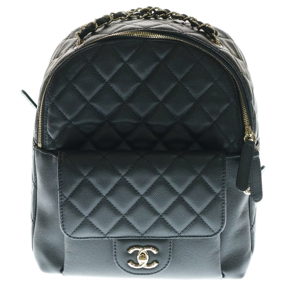 CHANEL(シャネル) マトラッセ バックパック リュックサック ブラック ゴールド金具 キャビアスキン