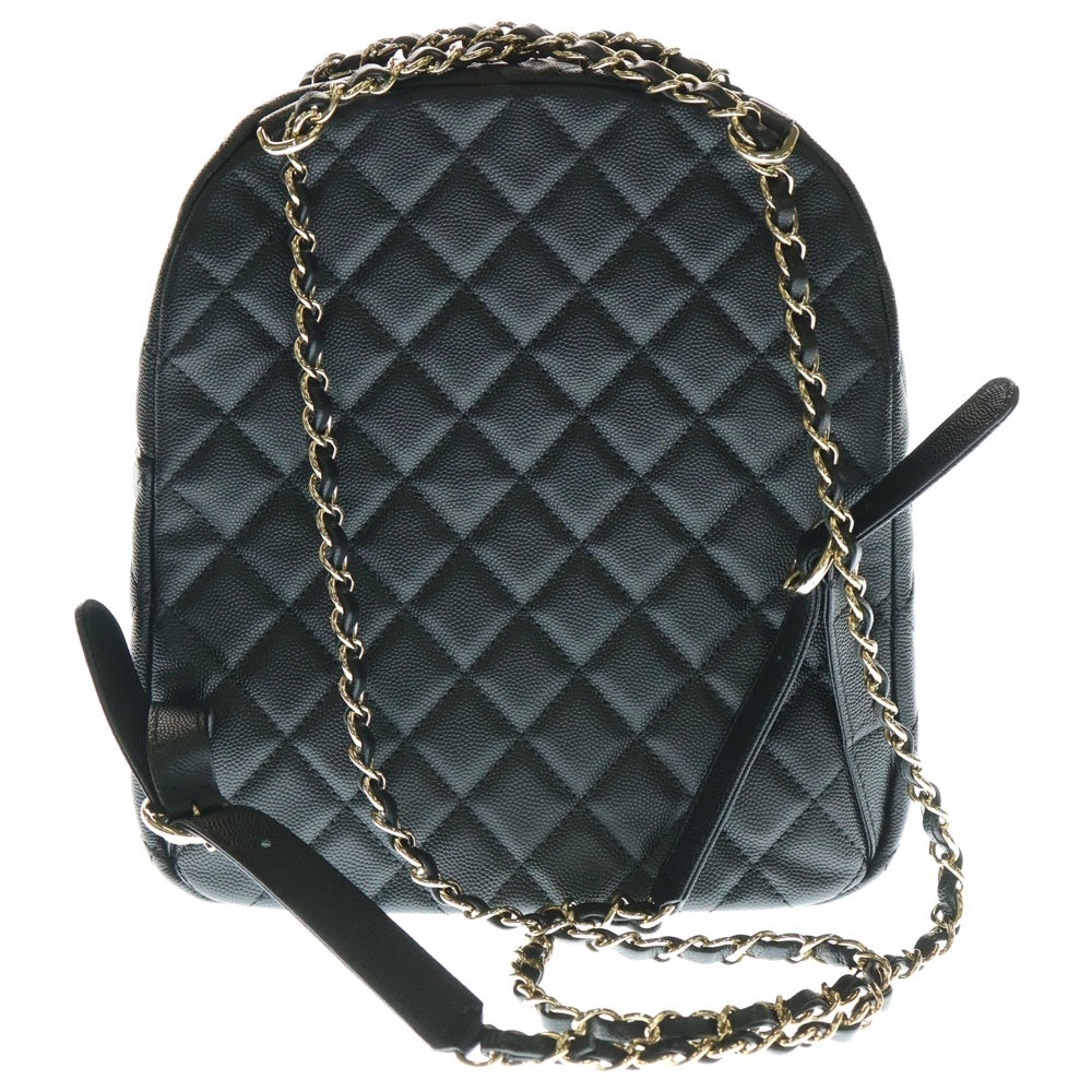 CHANEL(シャネル) マトラッセ バックパック リュックサック ブラック ゴールド金具 キャビアスキン