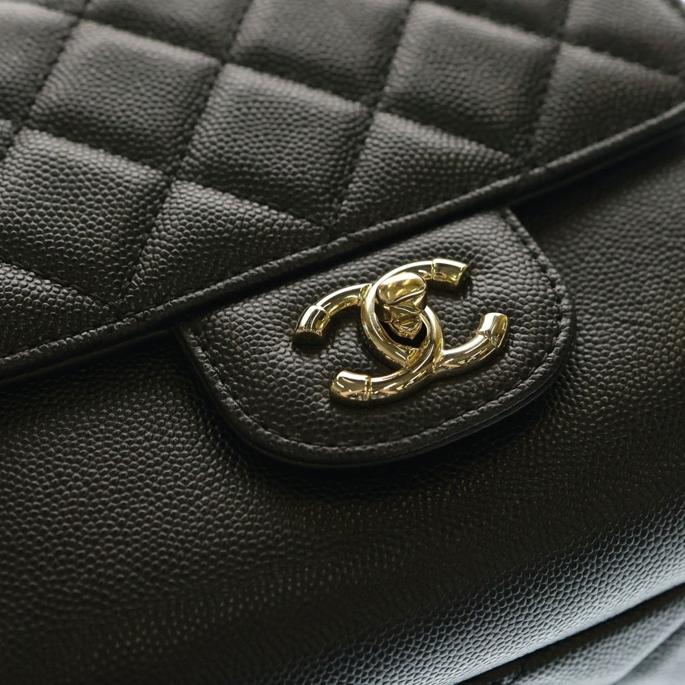 CHANEL(シャネル) マトラッセ バックパック リュックサック ブラック ゴールド金具 キャビアスキン