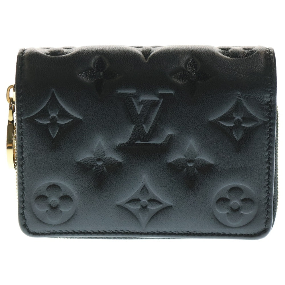LOUIS VUITTON(ルイヴィトン) ポルトフォイユ ルー モノグラム エンボス ラムスキン レザー ラウンドジップ コンパクトウォレット 二つ折り財布 ゴールド金具 ブラック M81599